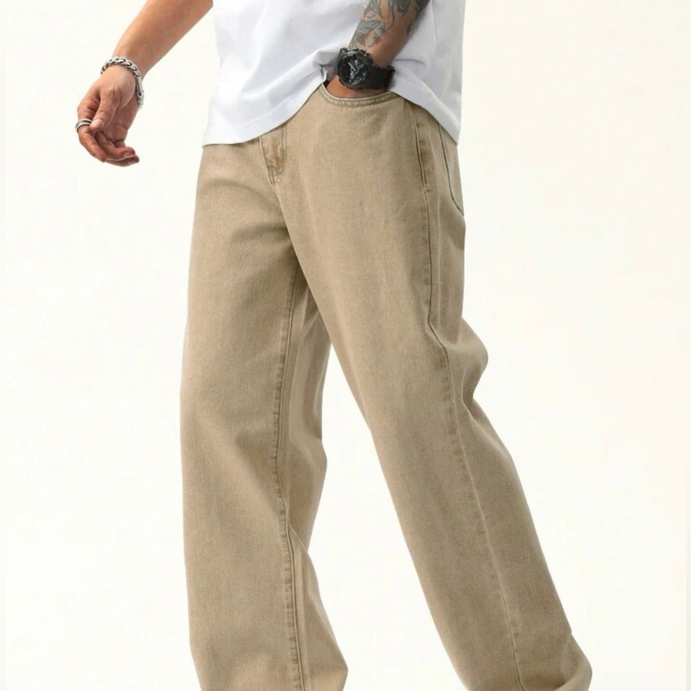 Men's Khaki Straight Leg Jeans (Small/36)